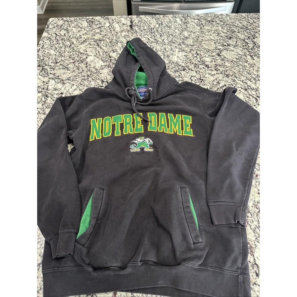 Champion Notre Dame Fighting Irish Hoodie Men Small Arch Spellout Stitched Flaws